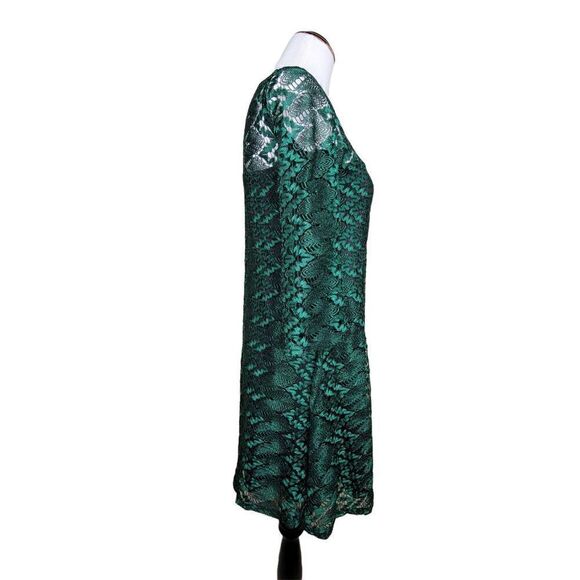 Gabby Skye Lace Overlay Three Quarter Sleeve Mini Dress Green Size 4 - Picture 7 of 10